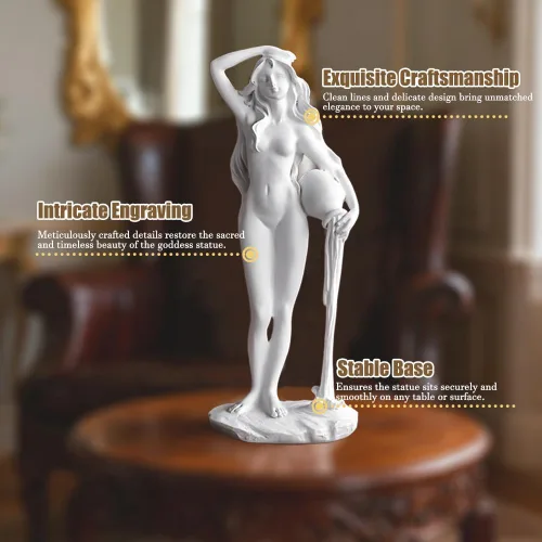 Vista 3 de Estatua de cerámica de la diosa Venus, estatuas de diosa femenina, figuras de mitología griega romana para sala de estar, dormitorio, estudio