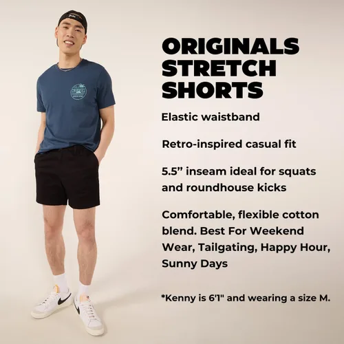 Vista 2 de Chubbies Pantalones cortos chinos para hombre de 5.5 pulgadas, pantalones cortos casuales con cintura elástica, bolsillos laterales y traseros