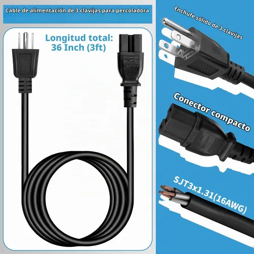 Vista 4 de HASMX Cable de alimentación de 3 clavijas de 36 pulgadas para olla instantánea Instapot IP-DUO60 V2 V3 Duo Plus, pieza de olla a presión