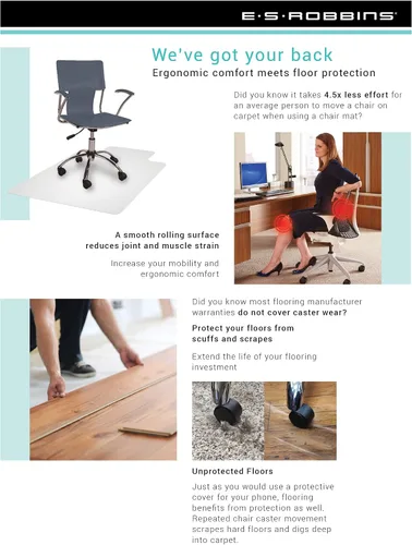 Vista 6 de Tapete para silla de pelo mediano, rectangular de 46 x 60 pulgadas con borde, borde biselado de vinilo transparente