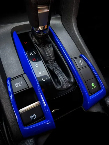 Vista 2 de GZXinWei ABS caja de engranajes embellecedores cambio transmisión decoración etiqueta cubierta azul para Honda 10ª generación Civic 2016 2017 2018