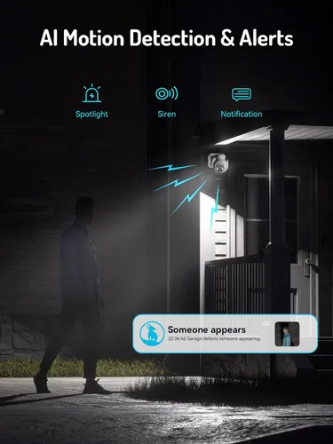 Vista 5 de blurams Cámara solar inalámbrica para exteriores, cámaras de seguridad PTZ de 360° inalámbricas para exteriores con seguimiento automático humano
