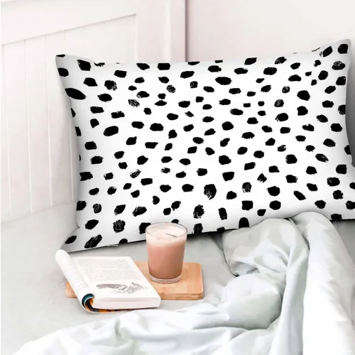 Vista 6 de Mugod Funda de cojín con diseño de lunares negros, sin costuras, para cama, sofá, oficina, 20 x 30 pulgadas