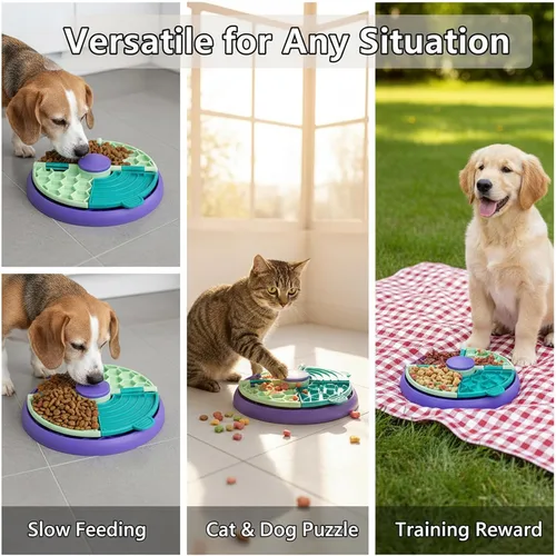 Vista 8 de Dog Slow Feeder Bowl 3-in-1, 2 Cup Capacity Non-Slip Puzzle Toy