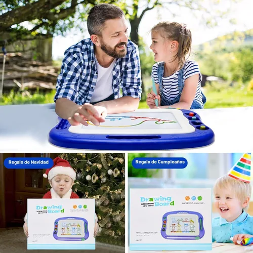 Vista 6 de Tablero de Dibujo Magnético, Tablero Grande de Garabatos Juguetes para Niñas y Niños de 3 4 5 6 7 Años Regalo para Niños Etch A Sketch Colorido Azul