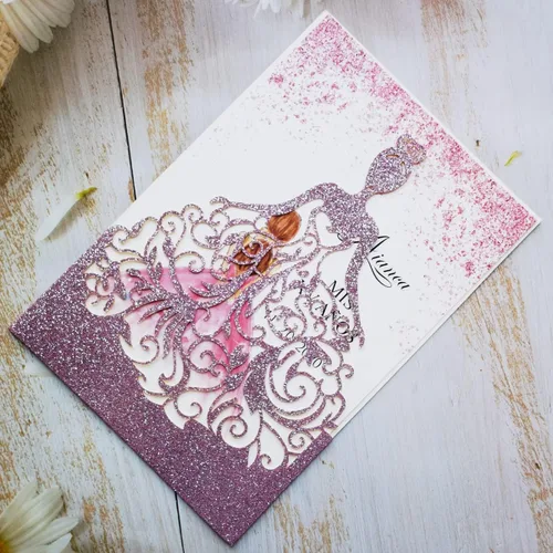 Vista 4 de 50 tarjetas de invitaciones de boda cortadas con láser para despedida de soltera, cumpleaños, dulces 15 invitaciones de fiesta de quinceañera