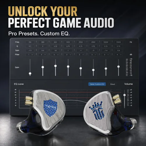 Vista 14 de Tipsy TG4 Gaming IEMs con micrófono, auriculares híbridos para juegos de 4 controladores, aplicación EQ personalizada y control web, modos de juego