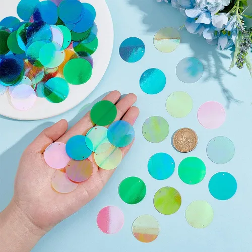Vista 5 de PH PandaHall Lentejuelas grandes de 8.47 oz para manualidades, 8 colores planos, redondos, lentejuelas sueltas de PVC y lentejuelas para bordados