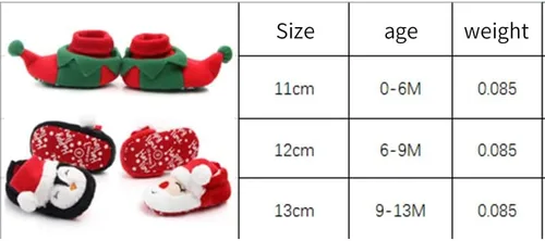Vista 5 de Zapatos de Navidad para bebé recién nacido, zapatos de Papá Noel, zapatos de forro polar, zapatos de invierno cálidos para primer caminar