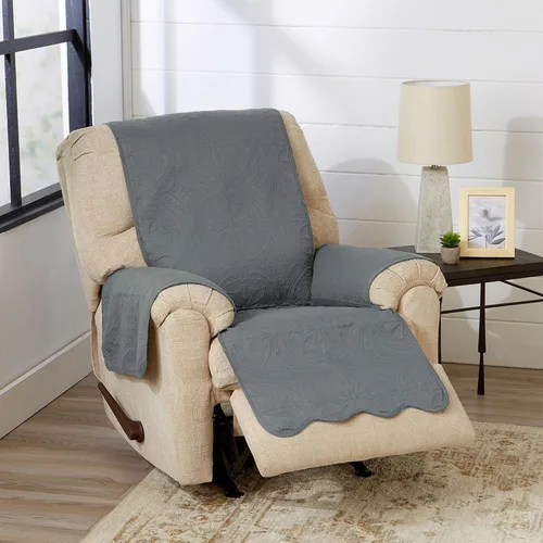 Vista 67 de Great Bay Home Funda reversible de retazos reclinable, lavable, protector de muebles con correas elásticas, perfecta para niños y mascotas, detalle