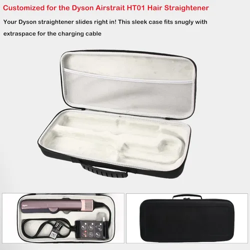 Vista 3 de Funda de viaje rígida compatible con Dyson Airstraight HT01 alisador de pelo y fuente de alimentación, funda de transporte impermeable y a prueba