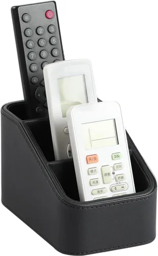 Vista 9 de Soporte para control remoto de piel sintética, organizador de escritorio pequeño, suministros de oficina, mesita de noche para mesa auxiliar, Beige