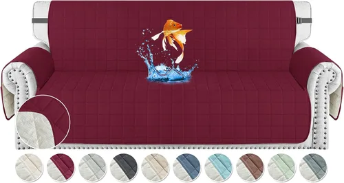 Vista 18 de MAXIJIN Fundas impermeables para sofá de 3 cojines, aptas para mascotas, fundas acolchadas para sofá de 69 pulgadas, lavables, protector de sofá