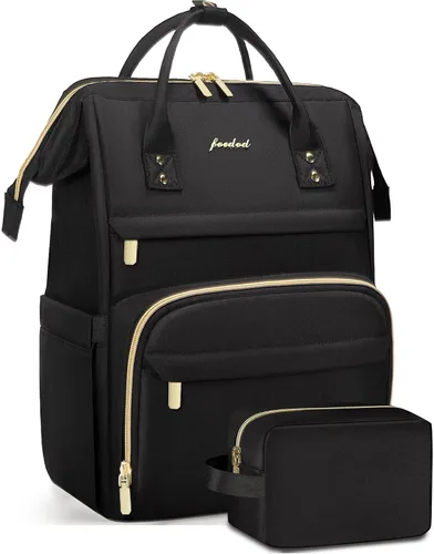 Vista 17 de FOCDOD - Mochila para laptop de mujer, para trabajo - Compatible con laptops de 15.6 pulgadas con compartimento para computadora, impermeable