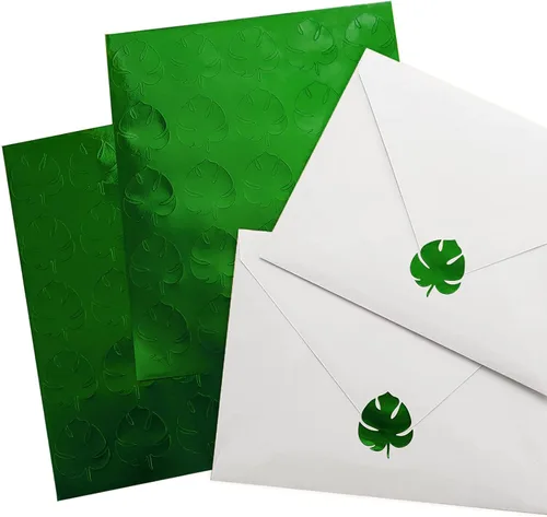 Vista 8 de Whaline Calcomanías de Monstera de lámina dorada, autoadhesivas, hojas de Monstera, calcomanías de plantas tropicales para tarjetas de invitación