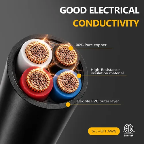 Vista 3 de TUFFIOM Cable de extensión RV de 50 amperios y 25 pies, cable generador 14-50P/SS2-50R con bloqueo giratorio, cable STW de 4 conductores resistente