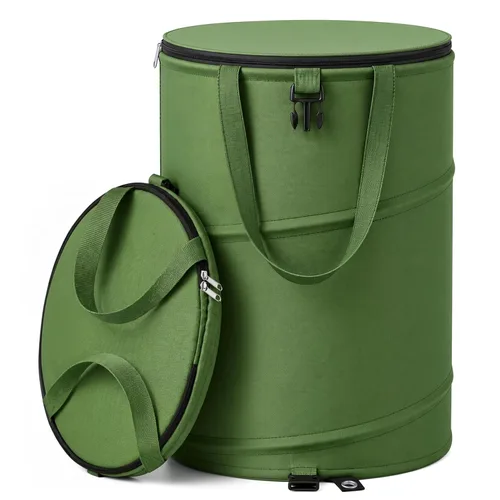 Vista 10 de Papelera para acampar, papelera emergente/papelera de reciclaje, cubo de basura reutilizable para exteriores, para jardín, patio, bolsa de basura