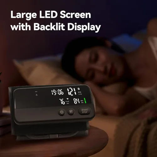 Vista 7 de Monitor de presión arterial inalámbrico con Bluetooth para la parte superior del brazo, monitor de presión arterial recargable portátil ultraligero