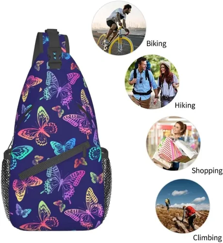 Vista 6 de Mochila bandolera unisex para hombres y mujeres, bolsa de pecho casual, mochila de hombro, mochila deportiva de viaje, senderismo