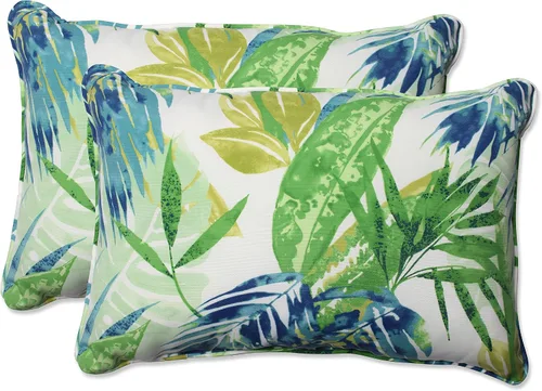 Vista 24 de Pillow Perfect Almohadas lumbares Delray azul marino para exteriores/interiores, 11.5 x 18.5 pulgadas, paquete de 2