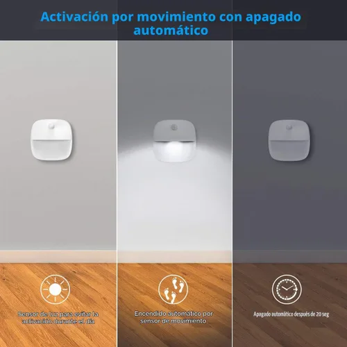 Vista 6 de AMIR Luz de escalera con sensor de movimiento mejorada para interiores (blanco, paquete de 3)