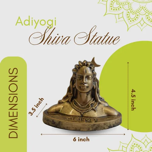 Vista 2 de Vedic Charya - Estatua de Adiyogi Shiva de 4.5 pulgadas - Ídolo de resina hecho a mano de Mahadev Dhyana Mudra para tablero del coche, escritorio