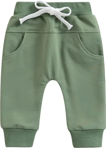 Vista 11 de TheFound Pantalones deportivos de algodón para recién nacidos, cintura elástica, cordón ajustable, ajuste holgado, de algodón Gris (New Grey)