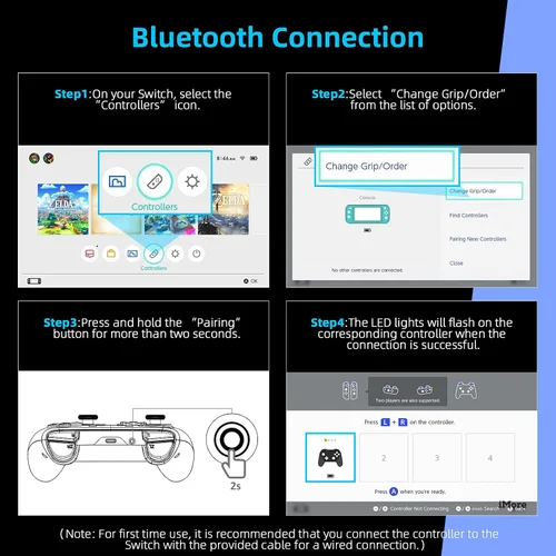 Vista 6 de NexiGo Controlador inalámbrico (sin zona muerta) para SwitchSwitch LiteOLED, controladores Bluetooth para Nintendo Switch con vibración, movimiento