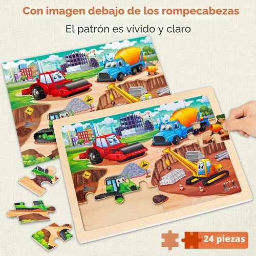 Vista 3 de SYNARRY - Rompecabezas grandes de madera para niños de 4 a 6 años Monster Truck Puzzles for Kids Ages 3-5, Birthday Gifts for Boys & Girls