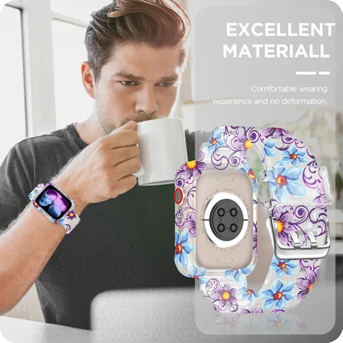 Vista 279 de DABAOZA - Correa transparente compatible con Apple Watch con estuche protector, correa deportiva de TPU con brillo para mujeres y hombres