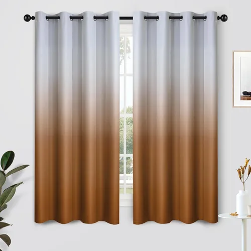 Vista 52 de SimpleHome Cortinas degradadas degradadas para oscurecer la habitación de 36 pulgadas de largo para dormitorio, con ojales y bloqueo de luz Negro