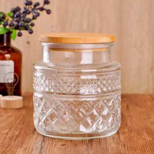 Vista 5 de WHJY Recipiente de almacenamiento de vidrio con tapa, tarros de vidrio herméticos, recipiente de té de granja, tarro de golosinas para perros