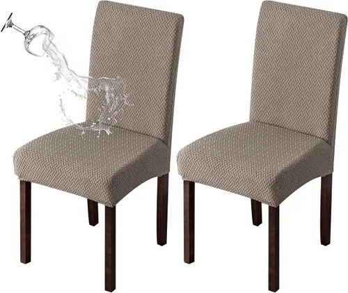 Vista 23 de Genina Fundas impermeables para sillas de comedor, cocina, fundas para sillas de comedor Parson (beige, 2 unidades)