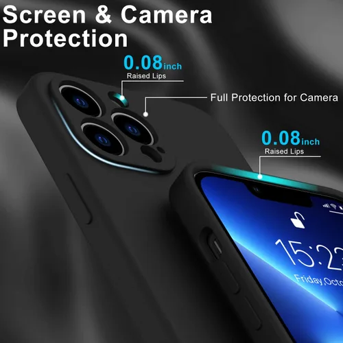 Vista 5 de DEENAKIN Funda compatible con iPhone 13 Pro Max con protector de pantalla, silicona suave y sedosa, funda de cámara mejorada, funda protectora