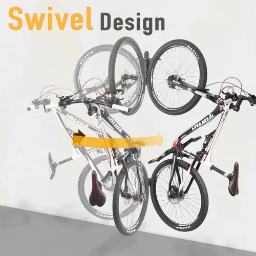 Vista 2 de BIKE HAND Swivel Bicycle Wall Hanger - Vertical Hook Wall Mount Holder - Indoor Garage Storage Bicycle Rack for MTB & Road Bikes - Max. Tire Width