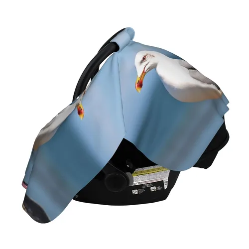 Vista 3 de Baby Car Seat Canopy Cover for Mom, Soft Breathable Nursing Breastfeeding Covers Multi Use Stroller Sun Shade Newborn Shower Gift，Cute Seagull