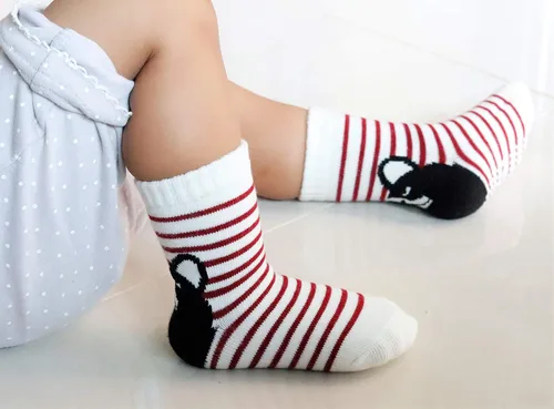 Vista 3 de RATIVE Non Skid Anti Slip Cotton Dress Crew Socks With Grips For Baby Infant Toddler Kids Girls