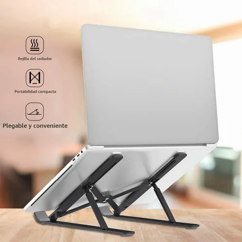 Vista 4 de Soporte ajustable para computadora portátil para escritorio, elevador portátil plegable con ángulo de diez grados, ajuste libre ABS+accesorios