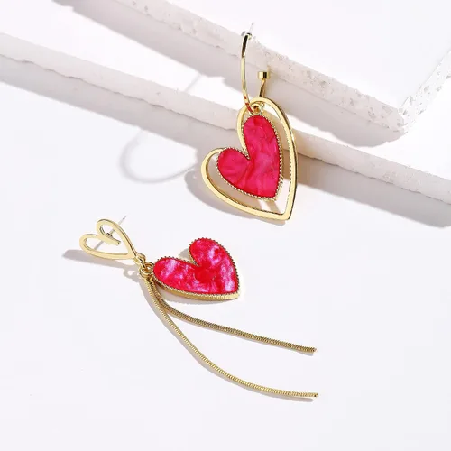 Vista 3 de Asymmetrical Heart Earrings Heart Drop Earrings Heart Dangle Earrings For Women Birthday