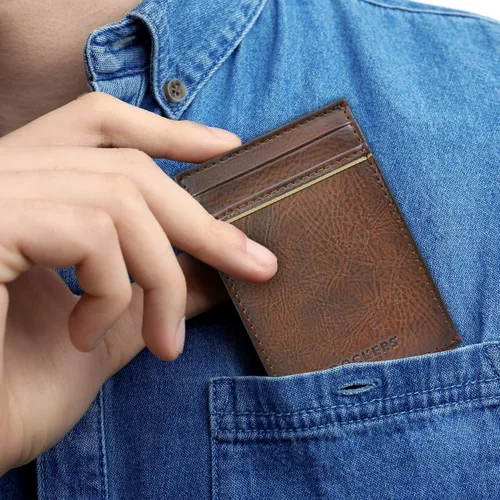 Vista 6 de Dockers Billetera minimalista con bolsillo frontal RFID para hombre