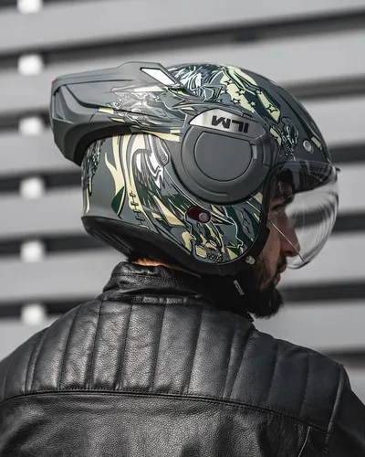 Vista 7 de ILM Casco modular de motocicleta vintage de cara completa para adultos y hombres, ATV UTV con protector de barbilla reversible de 180° DOT