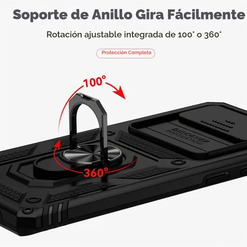 Vista 6 de Funda para Samsung Galaxy S10 con cubierta para lente de cámara, protector de pantalla HD, doble capa de grado militar, probada contra caídas Negro