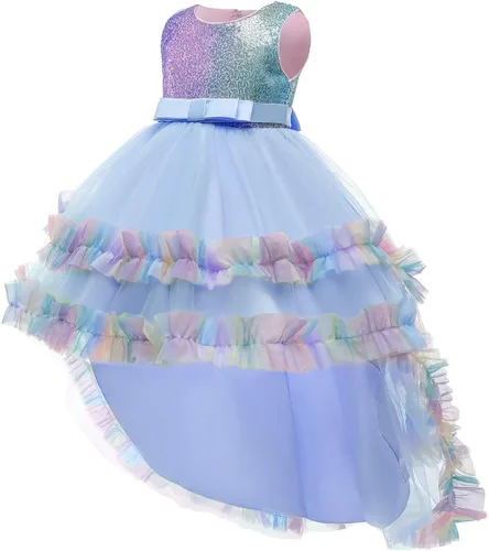 Vista 19 de Disfraz de princesa de lentejuelas de unicornio para niñas, disfraz de Halloween, fiesta de Navidad, boda, cumpleaños