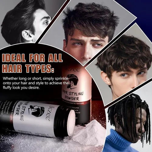 Vista 7 de ISUNRISE Polvo para peinar el cabello para hombres, polvo de textura, fácil de aplicar, peinado mate natural, texturizante y voluminizador, juego