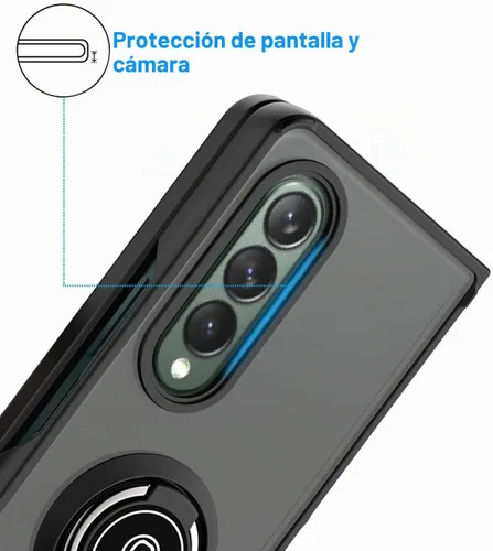 Vista 5 de TJS - Funda compatible con Samsung Galaxy Z Fold 3 5G (negro)