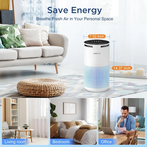 Vista 9 de Purificadores de aire para el hogar, habitación grande de hasta 1500 pies cuadrados con aromaterapia, purificador de aire HEPA DBFIT H13, limpiador