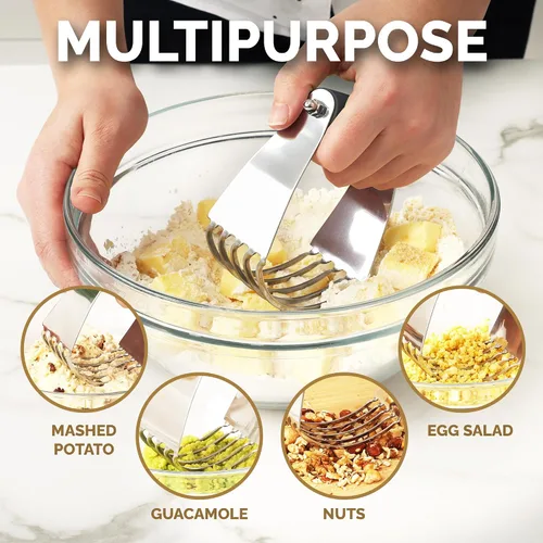 Vista 5 de Zulay Kitchen Batidora de masa – Cortador de repostería de acero inoxidable, cortador de masa resistente con cuchillas, batidora de pastelería