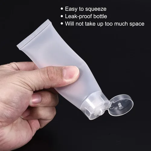 Vista 5 de PATIKIL Tubo de compresión de 1.7 fl oz, paquete de 15 tubos cosméticos vacíos de plástico con tapa abatible para viajes domésticos, translúcido