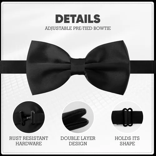 Vista 37 de SURVODJA Pajarita para hombre, longitud ajustable, pajaritas de satén para boda