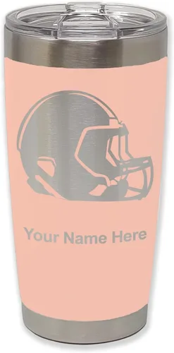 Vista 37 de LaserGram Vaso aislado al vacío de 20 onzas, casco de fútbol, grabado personalizado incluido (morado claro)